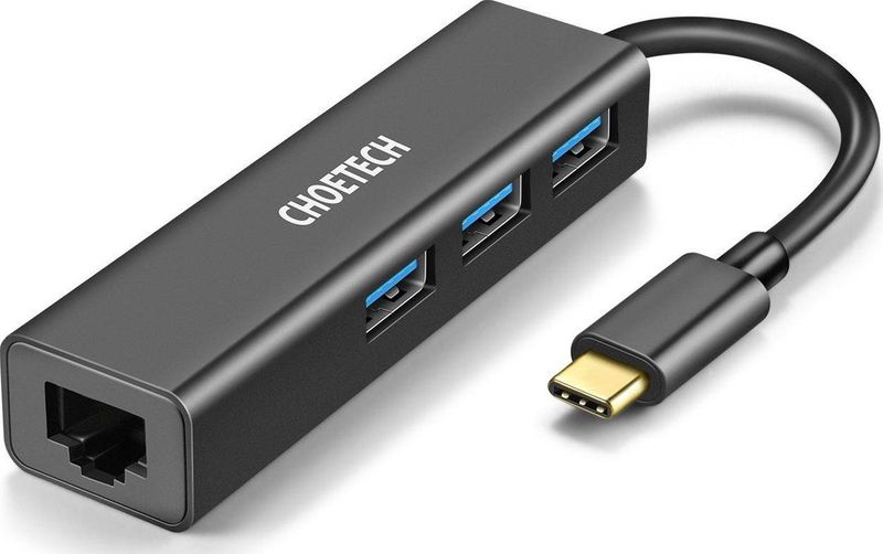 Choetech USB-C Hub met 3x USB3.0 Poorten en RJ45 Gigabit Ethernet Poort