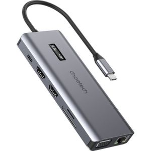 Choetech - HUB - Multifunctioneel - Grijs - 12in1 USB-C naar USB-C, USB-A, HDMI, VGA, AUX, SD, TF