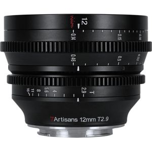 7artisans - 12mm T2.9 - Cine Lens - Zwart - Metalen Behuizing