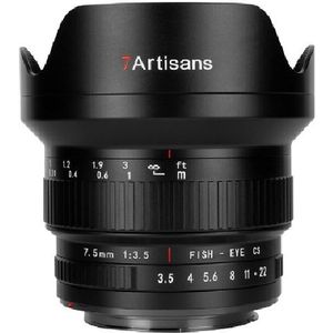 7Artisans - MF 7.5mm F/3.5 - Canon EF - Zwart - Glas met Coating