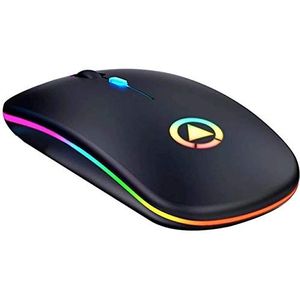 Unity Draadloze muis, oplaadbaar, mini-muis, stil, click, ultradun, 1600 dpi, voor laptop, pc, laptop, computer, Mac, zwart