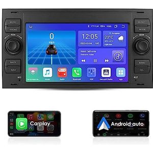 Android 12 Autoradio voor Ford C-Max Connect Fiesta Fusion Kuga Mondeo Galaxy S-Max Transit Focus, 4+32GB GPS Navigatie Ondersteuning CarPlay Android Auto Weergave DSP (Zwart)