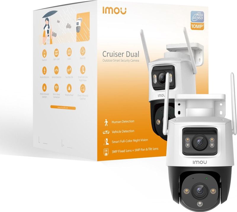 Imou - Cruiser Dual 10MP - Beveiligingscamera - Wit - Verstelbare Dubbele Lens - 360° Dekking - Nachtzicht - IP66