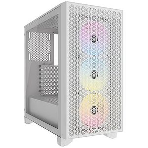 CORSAIR AIRFLOW 3000D RGB half-tower pc-behuizing, 3 AR120 RGB-ventilatoren, GPU-ondersteuning met drie sleuven, voor maximaal 8 120 mm ventilatoren, high-speed design, wit