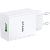 Vipfan E03 Wall Charger with 1 USB Port, 18W Quick Charge 3.0 and White Micro USB Cable