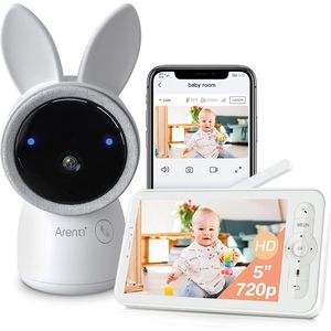 Arenti AINanny - Baby Monitor - Babyfoon - 5 Inch Scherm - Ultra HD 2K Resolutie - Inclusief 32 GB Sd Kaart