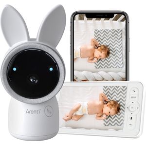 Arenti AINanny - Wifi Babyfoon Met Camera - Baby Monitor - Babyfoon met 5 inch scherm - Ultra HD 2K Resolutie - Slaapliedjes - Alexa & Google