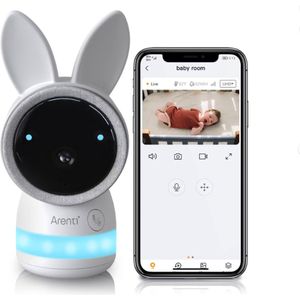 Arenti AINanny - Losse Wifi Camera - Baby Monitor - 2-Weg Audio - Ultra HD 3MP 2K Resolutie - Slaapliedjes - Temperatuur- En Vochtigheidssensor - SOS Knop - Alexa & Google - Onzichtbare Infrarood Leds