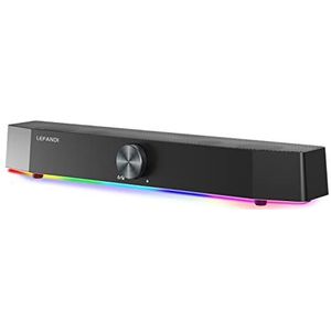 LEFANDI Computerluidspreker, stereo soundbar, Bluetooth 5.0, met RGB-verlichting, Thorne - computerboxen, luidsprekers met RGB LED-verlichting, stroomvoorziening via USB, 10W, pc/laptop, zwart