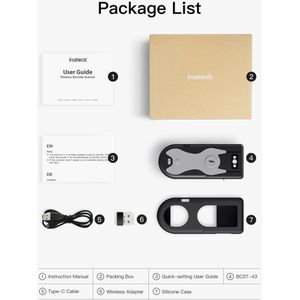 Inateck - BCST-43 - Barcode Scanner - Zwart - Bluetooth 5.0