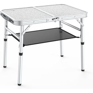 Klaptafel, verstelbare hoogte campingtafel met mesh-opbergmogelijkheid, klapcampingtafel met aluminium poten voor outdoor, camping, picknick, strand, achtertuin