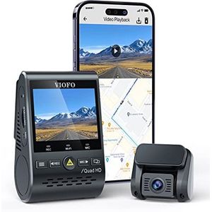 VIOFO A129 Plus Duo 2K Dual Dash Cam - Wifi GPS HDR Verbeterde Nachtzicht Dash Camera's voor en achter - 140° Groothoek Compacte Draadloze Dash Cams voor Auto's - Noodopname & Parkeermodi
