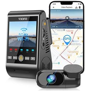 Viofo A229 Duo Dashcam Voor Achter 2K + 2K 30fps, 5GHz Wi-Fi WiFi GPS Dual Dash Cam Car, 2.4"" Large LCD, Voice Output in 16 Talen Car Camera, Buffer 24h Parking Monitoring, WDR Super Night Vision