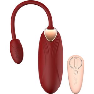 Viotec - Oliver - Draagbare Vibrator met Afstandsbediening - Goud en Wijnrood - Luxueus Zacht Siliconen