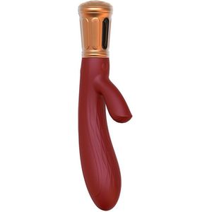 Viotec Mina - Vibrator - Tarzan Vibrator - Rabbit Vibrator - Dubbele Stimuatie - Goud en Wijnrood - Luxueus Zacht Siliconen