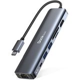 Dockteck USB C Hub met 4K@60Hz HDMI, Ethernet, PD100W, SD/MicroSD, 2 USB 3.0, USB C Docking Station Compatibel met Steam Deck, MacBook Air/Pro, Surface Pro 9/8/7, Galaxy S23/ S22, enz