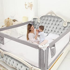 Bedrail Safetyguard Bedhekje voor Kinderen, Babybed, Randbescherming, voor Kinderen, Baby's, Draagbaar, Grijs, 190 cm