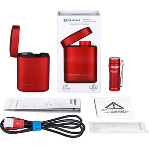 OLight Baton 3 Premium Red Zaklamp werkt op een accu LED 1200 lm 33 h 53 g