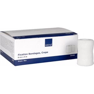 Abena Fixatieverband Crepe - 20 Rollen Verband - 6 cm x 4 m - 80% Stretch - voor Fixatie van Wondverband