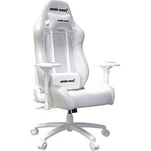 Anda Seat Soft Kitty Gaming Pro – ergonomische gamingstoel van leer met neksteun en lendenkussen, comfortabele gamingstoel voor kantoor en videospellen, wit