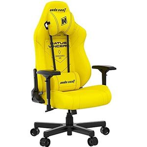 Anda Seat Navi Pro Gamingstoel, geel, premium lederen gamingstoel, ergonomische bureaustoel met ondersteuning van de lendenwervelkolom en kussen, gamerstoel voor volwassenen en jongeren