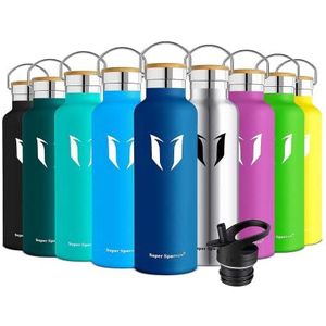 Super Sparrow Drinkfles - 750ml - RVS Waterfles met Herbruikbaar Rietje (2 Doppen), Lekvrij en Vacuüm-Geïsoleerd, BPA-vrij – Ideaal voor Sport & Outdoor