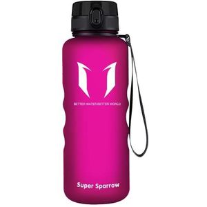 Super Sparrow Sportfles & Morsvrije Kinderfles - 1L - BPA-vrij - Ideale Tritan Waterfles voor Sport, Fiets, Fitness, Universiteit, Buiten - Licht, Duurzaam Drinkfles