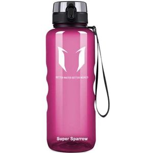 Super Sparrow Sportfles & Morsvrije Kinderfles - 1L - BPA-vrij - Ideale Tritan Waterfles voor Sport, Fiets, Fitness, Universiteit, Buiten - Licht, Duurzaam Drinkfles