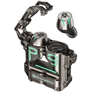 GravaStar Sirius Pro Oortelefoon Draadloze Oordopjes Wordt geleverd met Knowles Evenwichtige Armatures en 7,2 mm Dynamische Drivers Muziek Reproduceren Levendig, Mechanisch ontwerp 3 Geluidsmodi Oordopjes (War beschadigd grijs)