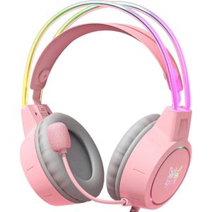 ONIKUMA X15 PRO PINK RGB Light Noise Cancelling Headphones - Roze gaming koptelefoon met microfoon