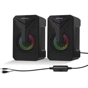 AOAS Computerluidsprekers - PC - Volumeregeling - LED rgb - Gaming Speakers - Desktop Computer/PC/Laptops -zwart