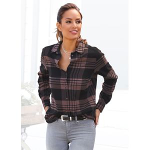 Ruitblouse - Paars/Zwart - Katoen - Lange Mouwen