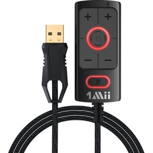 1Mii Geluidskaart S03 Externe 7.1 USB 3D-geluidskaart (USB 3.0), Geluidskaart, Zwart