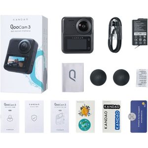 Kandao QooCam 3 Reis Combo (30p, UHD, Bluetooth, WiFi), Action Cam, Zwart