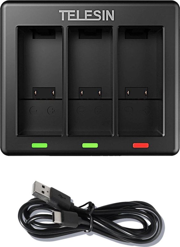 Telesin - T-GP-BCG-902 Batterij-oplader - Voor GoPro 9, 10, 11, 12 - Laad 3 Batterijen Snel Op