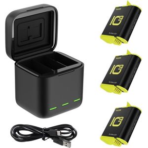 Telesin 3-Slot Charger Box with 3 Batteries for GoPro Hero 11, 10, and 9.