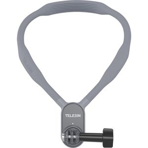 Telesin Neck Mount / nekbevestiging magnetisch voor GoPro – Houder voor action camera en optionele smartphone houder – Horizontaal en verticaal gebruik – Snelle ontgrendelings – Comfortabel siliconen – Grijs