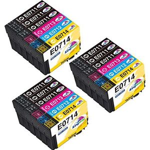 Kingway Vervanging voor Epson T0715 inktcartridges T0711 T0712 T0713 T0714 cartridges compatibel met Epson Stylus S20 Stylus Office BX300F BX610FW SX100 D92 SX400 SX200 DX4400 DX8400 SX210 (Verpakking van 18 stuks)