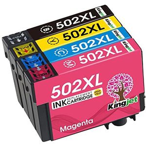 Kingjet 502XL inktcartridges voor Epson 502 502XL Inktpatronen compatibel met Epson Expression Home XP-5100 XP-5105 Workforce WF-2860DWF WF-2865DWF (Zwart, Cyaan, Magenta, Geel)