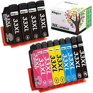 Kingjet 33XL Compatibel met Epson 33 33XL printercartridges compatibel met Epson Expression Premium XP-7100 XP-540 XP-640 XP-630 XP-900 XP-530 XP-830 XP-635 XP-645 (12 stuks)