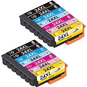 Kingway 24XL inktcartridges vervanging voor Epson 24 24XL 24 XL cartridges voor Expression Photo XP-860 XP-750 XP-760 XP-960 XP-55 XP-850 XP-950 printer (4 zwart/2 cyaan/2 magenta/2 geel/2 LC/2 LM,14 pack)
