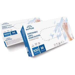 Intco wegwerphandschoenen vinyl maat M transparant poedervrij huishoudhandschoen doos 100 stuks