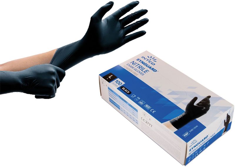 Nitril wegwerphandschoenen blauw poedervrij maat L doos 100 stuks