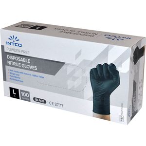 Nitril wegwerphandschoenen zwart poedervrij maat L doos 100 stuks