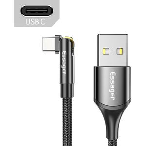 Essager 3A 180° Draaibare USB naar USB-C Kabel Fast Charge 1M Zwart