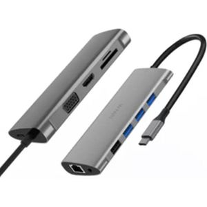 WIWU - USB C Hub - USB C Adapter - 11 in 1 - Alpha - Grijs