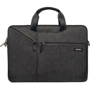 Laptoptas 15.6 Inch - Laptophoes Met Ritssluiting - Fonu Sleeve Alle Merken - Tas Alle Laptops Tot 15.6 Inch - Met Schouderriem - Zakelijke Laptoptas - Veel Opbergvakken - Laptopsleeve - Zwart