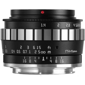TT Artisan 23mm F/1.4 APS-C Objektiv Anschluss Sony E Mount Silver manuelles Weitwinkelobjektiv für spiegellose Kameras