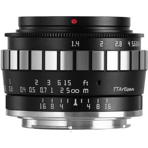 TT Artisan TTAL2314FXS lens 23 mm F/1.4 APS-C Fuji X Mount Silver Handmatig groothoeklens voor spiegelloze camera's