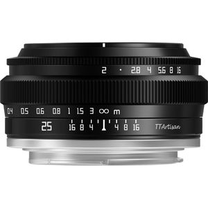 TTArtisan 25mm F2 Lens - Zwart - Metalen Body - Compatibel Met Fuji X Mount